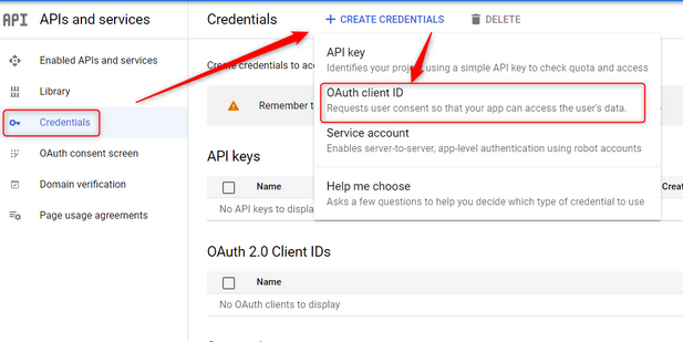 Create OAuth client ID
