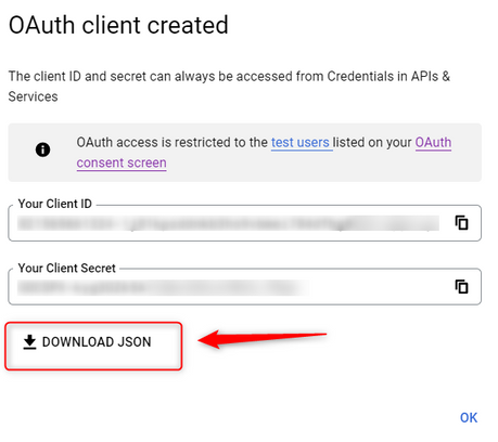 OAuth client created