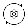 Small gear surrounded by two circular arrows