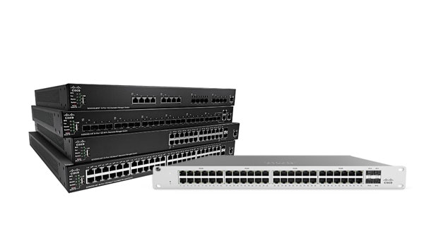 Stack of Cisco small business switches