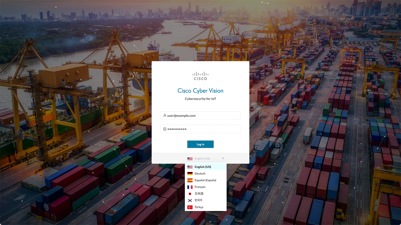 Cisco Cyber Vision のログインページのスクリーンショット